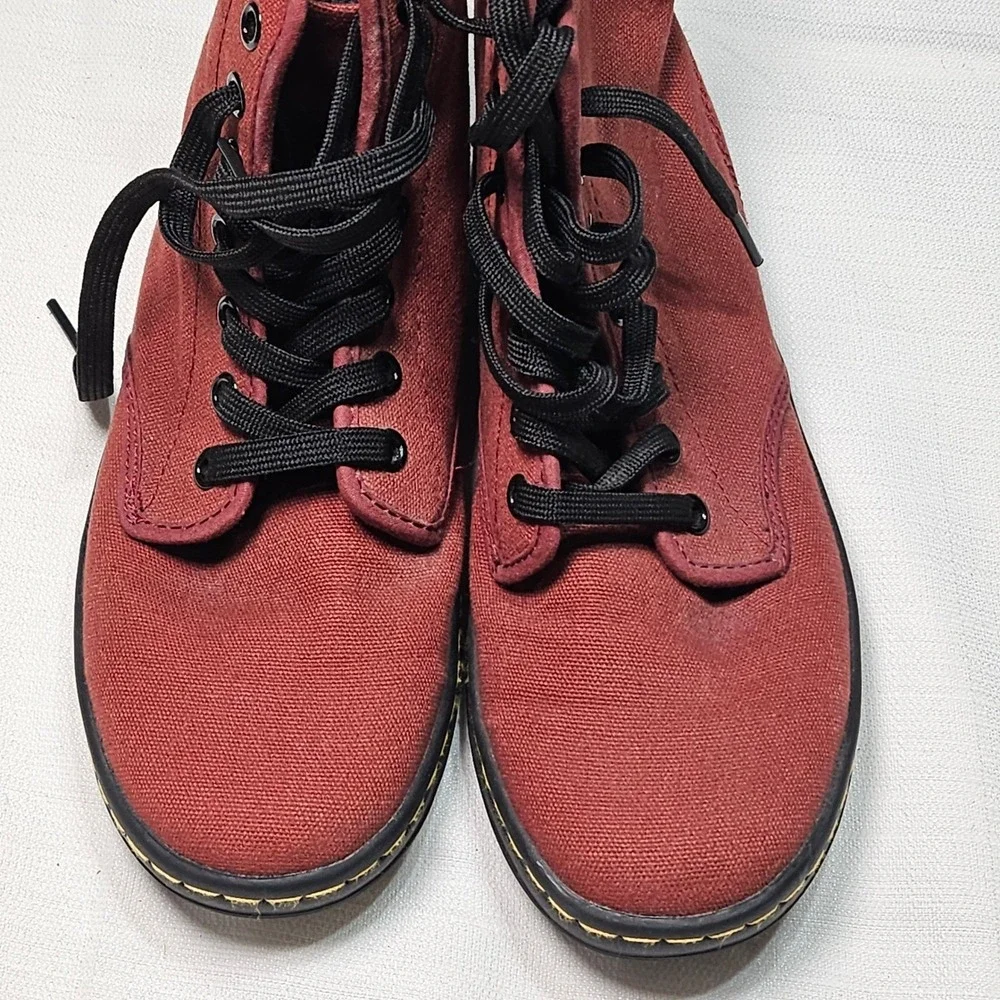 Dr Martens Shoreditch Burgundy Canvas Lace‎ Up Ankle Boots Women's Size 6 US